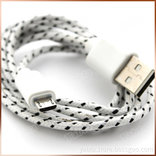 Android Phone Braided Data Charging Cable 1M Fabric USB Cable